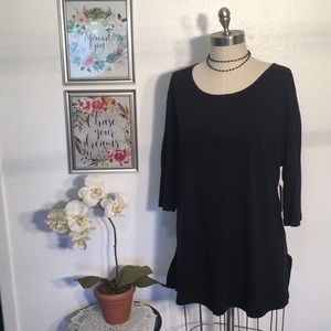 1X- Black cotton 3/4 sleeve tunic. XL. Brand new